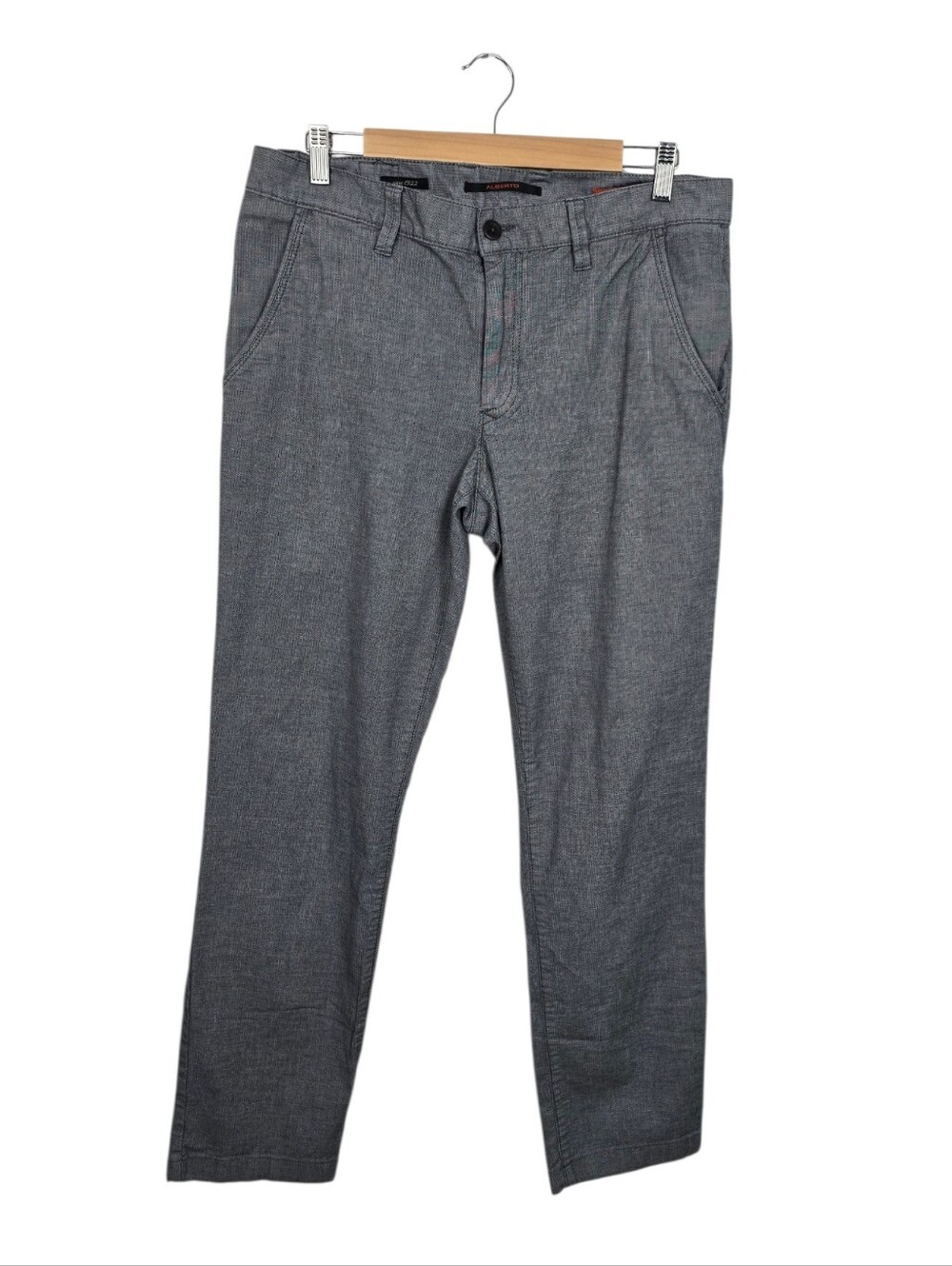 Alberto Lou Regular Slim Fit Stretch Lightweight Casual Pants Gray W35 x L 34